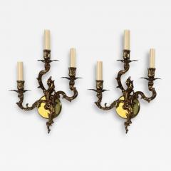 Louis XV Rococo Candle Holder Sconces Bronze Plastic France 20th c  - 4716588