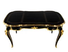 Louis XV Style Black Lacquer Leather Top Writing Desk - 3515378