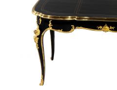 Louis XV Style Black Lacquer Leather Top Writing Desk - 3515380