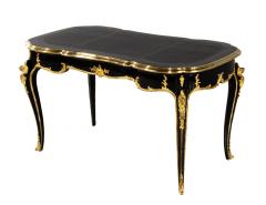 Louis XV Style Black Lacquer Leather Top Writing Desk - 3515382