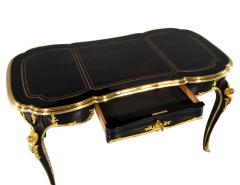 Louis XV Style Black Lacquer Leather Top Writing Desk - 3515383