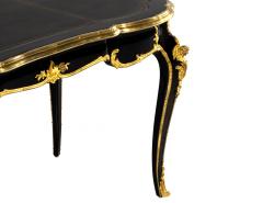 Louis XV Style Black Lacquer Leather Top Writing Desk - 3515385