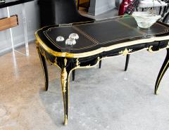 Louis XV Style Black Lacquer Leather Top Writing Desk - 3515388