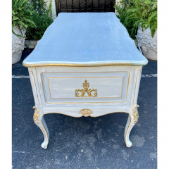 Louis XV Style Blue Paint Decorated Gilt Bronze Mounted Writing Table Desk - 2850190