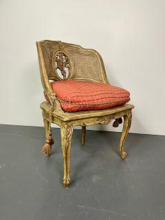 Louis XV Style Boudoir Chair Vanity or Hall Chair Tufted Pillow and Tassels - 2994469