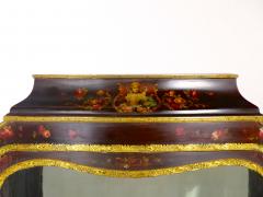 Louis XV Style Bronze Mounted Hand Painted Decorated Curio Vitrine Cabinet - 3337222