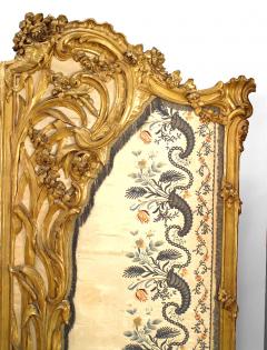 Louis XV Style Carved Gilt 3 Fold Screen with Embroidered Silk Panels - 4628446