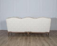 Louis XV Style Carved Walnut Sofa with Cream Damask Upholstery - 4353334