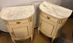 Louis XV Style Demilune Painted Bronze Mounted End Tables or Nightstands Pair - 1249001