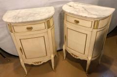 Louis XV Style Demilune Painted Bronze Mounted End Tables or Nightstands Pair - 1249002