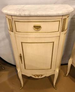 Louis XV Style Demilune Painted Bronze Mounted End Tables or Nightstands Pair - 1249008