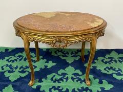 Louis XV Style French Center End Table Giltwood Marble Top Accent Table - 2859327