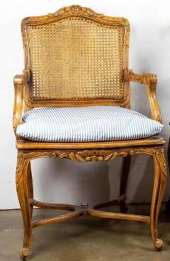 Louis XV Style French Provincial Cane Back Fauteuil Arm Chair - 2754612