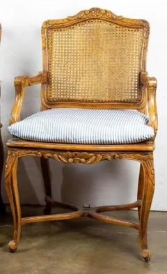 Louis XV Style French Provincial Cane Back Fauteuil Arm Chair - 2754613