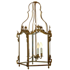 Louis XV Style Gilt Bronze Hexagonal Hall Lantern - 1476487