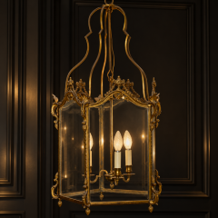 Louis XV Style Gilt Bronze Hexagonal Hall Lantern - 4796432