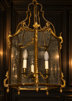 Louis XV Style Gilt Bronze Hexagonal Hall Lantern - 4796434