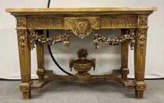 Louis XV Style Giltwood Marble Top Console Hall or Center Table - 2930220