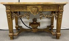 Louis XV Style Giltwood Marble Top Console Hall or Center Table - 2930222