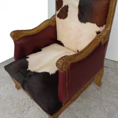 Louis XV Style Lounge Chair in Cowhide - 2495887