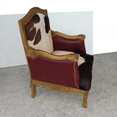 Louis XV Style Lounge Chair in Cowhide - 2495889