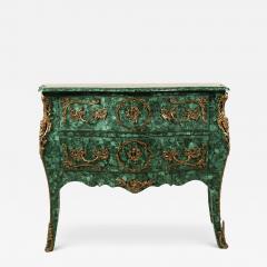 Louis XV Style Malachite Ormolu Mounted Chest of Drawers Commode - 4615959