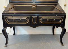 Louis XV Style Minton Spidell Drop Front Hand Painted Black Secretary Cabinet - 3725647