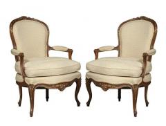 Louis XV Style Pair 19th Century French Berg res Armchairs - 3534676