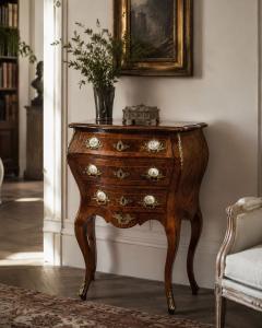 Louis XV Style Small Bombay Chest Walnut Porcelain Bronze Austria 19th c  - 4736190