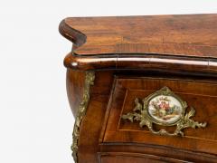 Louis XV Style Small Bombay Chest Walnut Porcelain Bronze Austria 19th c  - 4736195