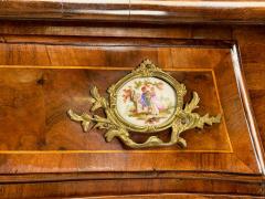 Louis XV Style Small Bombay Chest Walnut Porcelain Bronze Austria 19th c  - 4736196