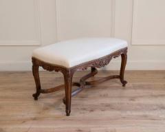 Louis XV Style Walnut Bench with Upholstered Seat and Carved Frame France - 4451698
