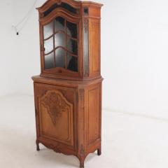 Louis XV style oak vitrine cabinet in two parts from Belgium C 1900  - 3934824