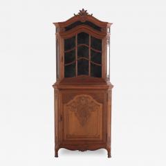 Louis XV style oak vitrine cabinet in two parts from Belgium C 1900  - 3935245