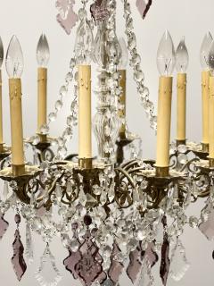 Louis XVI Bronze and Crystal Chandelier Colored and Clear Crystals France - 2545286