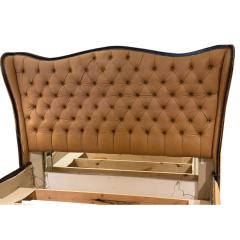 Louis XVI Chesterfield Leather Tufted Wingback King Bed - 4464712