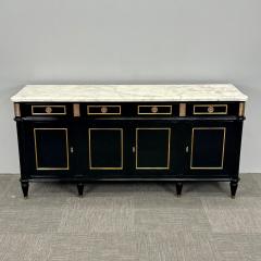 Louis XVI Hollywood Regency Black Lacquer Sideboard Credenza Bronze Mounted - 3137663