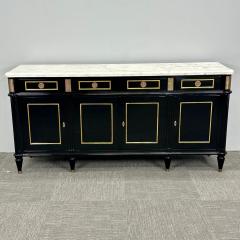 Louis XVI Hollywood Regency Black Lacquer Sideboard Credenza Bronze Mounted - 3137664