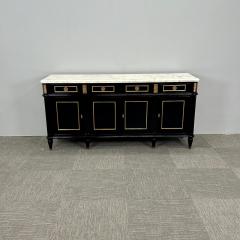 Louis XVI Hollywood Regency Black Lacquer Sideboard Credenza Bronze Mounted - 3137665