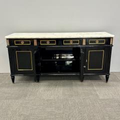 Louis XVI Hollywood Regency Black Lacquer Sideboard Credenza Bronze Mounted - 3137667