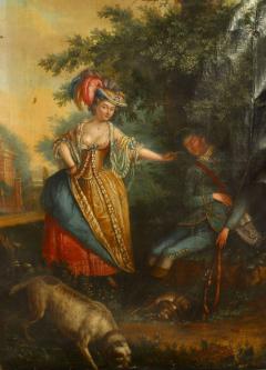 Louis XVI Oil Painting of Lady Enticing Sleeping Man - 4629517