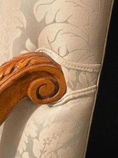 Louis XVI Style Antique Arm Throne Chairs Finely Upholstered a Pair - 2490786