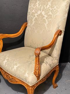 Louis XVI Style Antique Arm Throne Chairs Finely Upholstered a Pair - 2490803