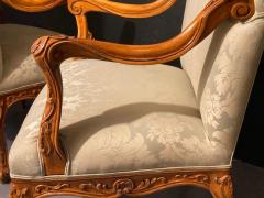 Louis XVI Style Antique Arm Throne Chairs Finely Upholstered a Pair - 2490804