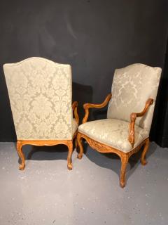 Louis XVI Style Antique Arm Throne Chairs Finely Upholstered a Pair - 2490812