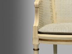 Louis XVI Style Barrel Back Occasional Chair Cream Painted Wood Cane 1960s - 3987812