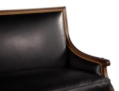 Louis XVI Style Black Leather Settee Sofa - 2692868