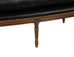 Louis XVI Style Black Leather Settee Sofa - 2692873