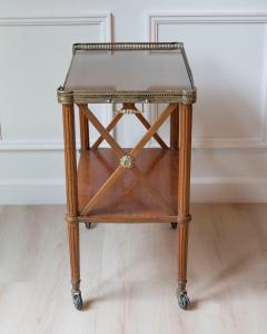 Louis XVI Style Blond Mahogany Rolling Table with Brass Gallery France 20th Ce - 4481039