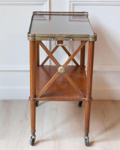 Louis XVI Style Blond Mahogany Rolling Table with Brass Gallery France 20th Ce - 4481091